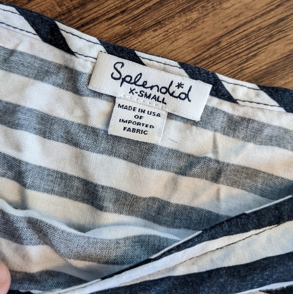 Splendid One shoulder Tie Top Navy Blue and white - Picture 3 of 6